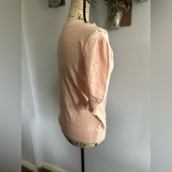 Vintage blouse viscose crotchet knitted soft stretchy cottagecore grandma core - Picture 4 of 10